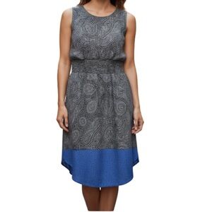 GAP Paisley Floral Print Midi Dress Navy Blue Smock Sleeveless Color Block M